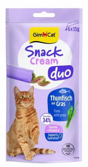 GimCat Snack Cream Duo Sosik dla kota - tuńczyk trawa 6x15g