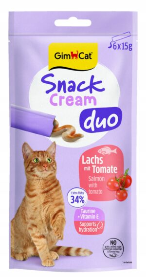 GimCat Snack DUO Cream ŁOSOŚ & POMIDOR 6x15g