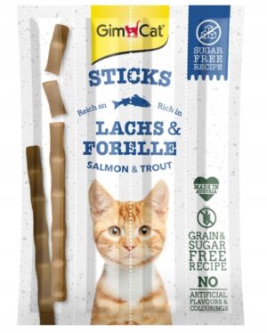 GIMCAT STICKS kabanosy z łososiem i pstrągiem dla kotów 4szt