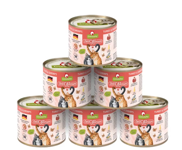Granatapet DeliCatessen Indyk i krewetki 6 x 200 g puszki dla kota bez zbóż Granatapet DeliCatessen Indyk i krewetki 6 x 200 g puszki dla kota bez zbóż
