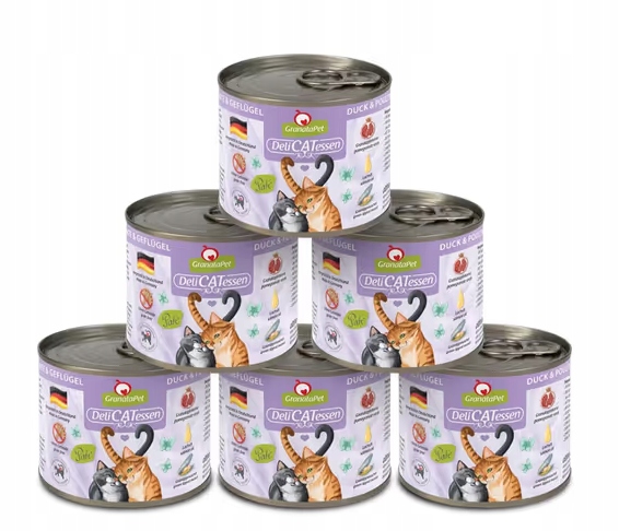 Granatapet DeliCatessen Kaczka z drobiem 6 x 200 g puszki dla kota bez zbóż Granatapet DeliCatessen Kaczka z drobiem 6 x 200 g puszki dla kota bez zbóż