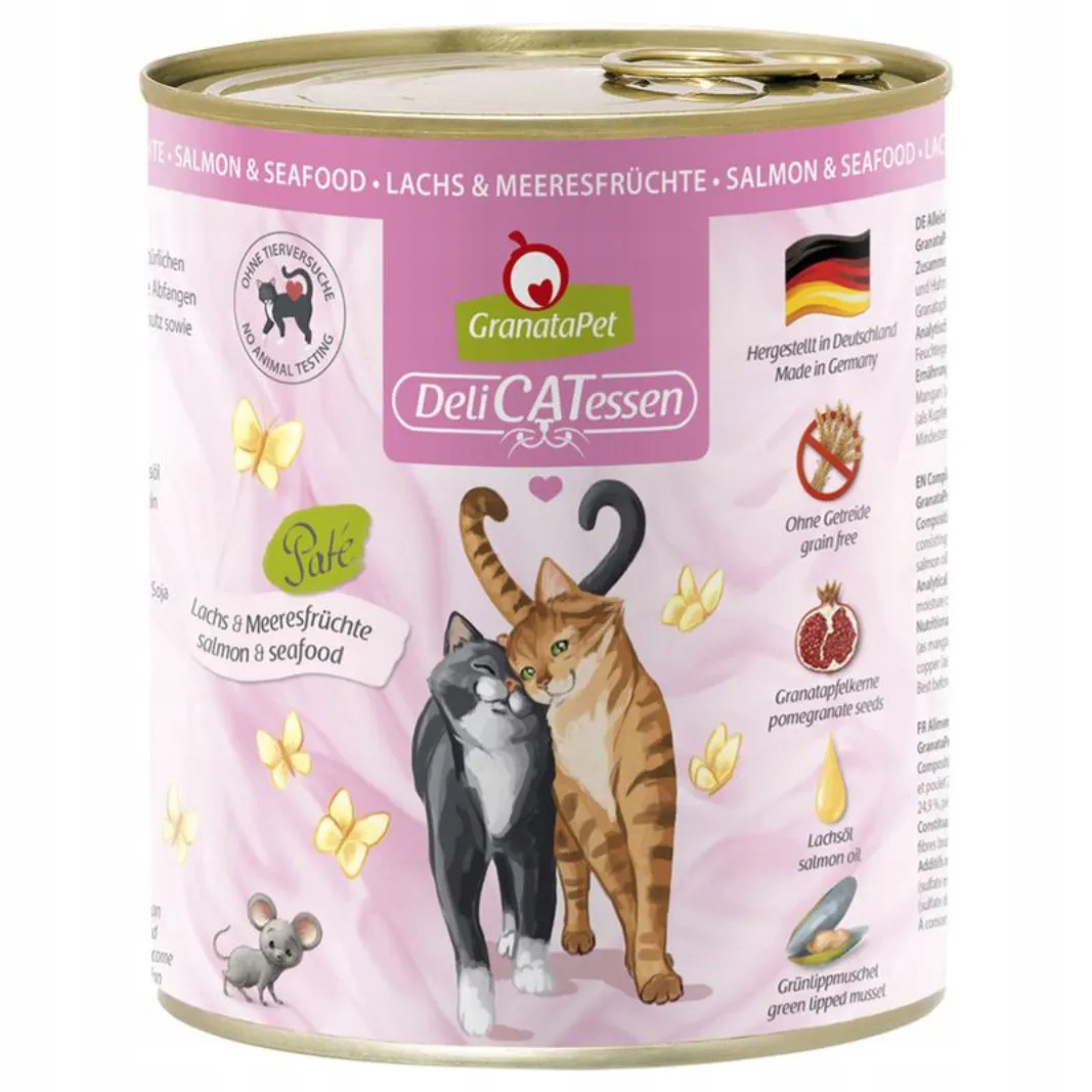 Granatapet DeliCatessen łosoś i owoce morza 800 g puszki dla kota bez zbóż Granatapet DeliCatessen łosoś i owoce morza 800 g puszki dla kota bez zbóż