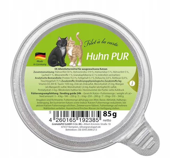 GranataPet Filet à la carte karma dla kota, fileciki z kurczaka 85g GranataPet Filet à la carte karma dla kota, fileciki z kurczaka 85g