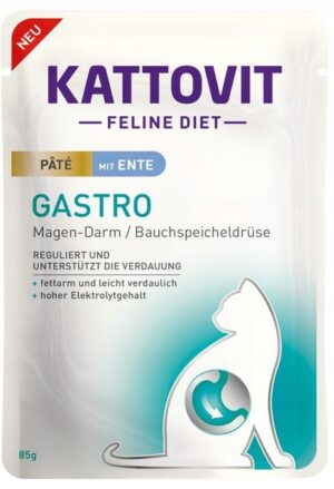 KATTOVIT Gastro Kaczka Pate karma mokra dla kotów 85g Na Układ Pokarmowy