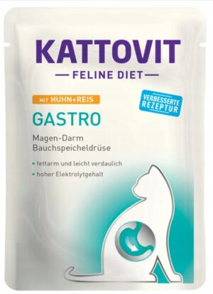 KATTOVIT Gastro Kurczak z ryżem karma mokra dla kotów 85g Układ Pokarmowy