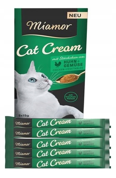 MIAMOR CAT CREAM PASTA PRZYSMAK DLA KOTA KURCZAK Z WARZYWAMI 5x15g