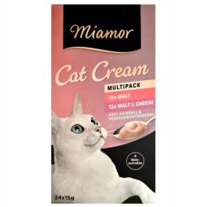 Przysmak odkłaczający dla kota Miamor Cat Cream AntiHairball Malt 24x15g