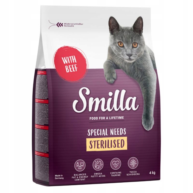 Smilla Adult Sterilised z wołowiną 4 kg karma sucha dla kota Smilla Adult Sterilised z wołowiną 4 kg karma sucha dla kota